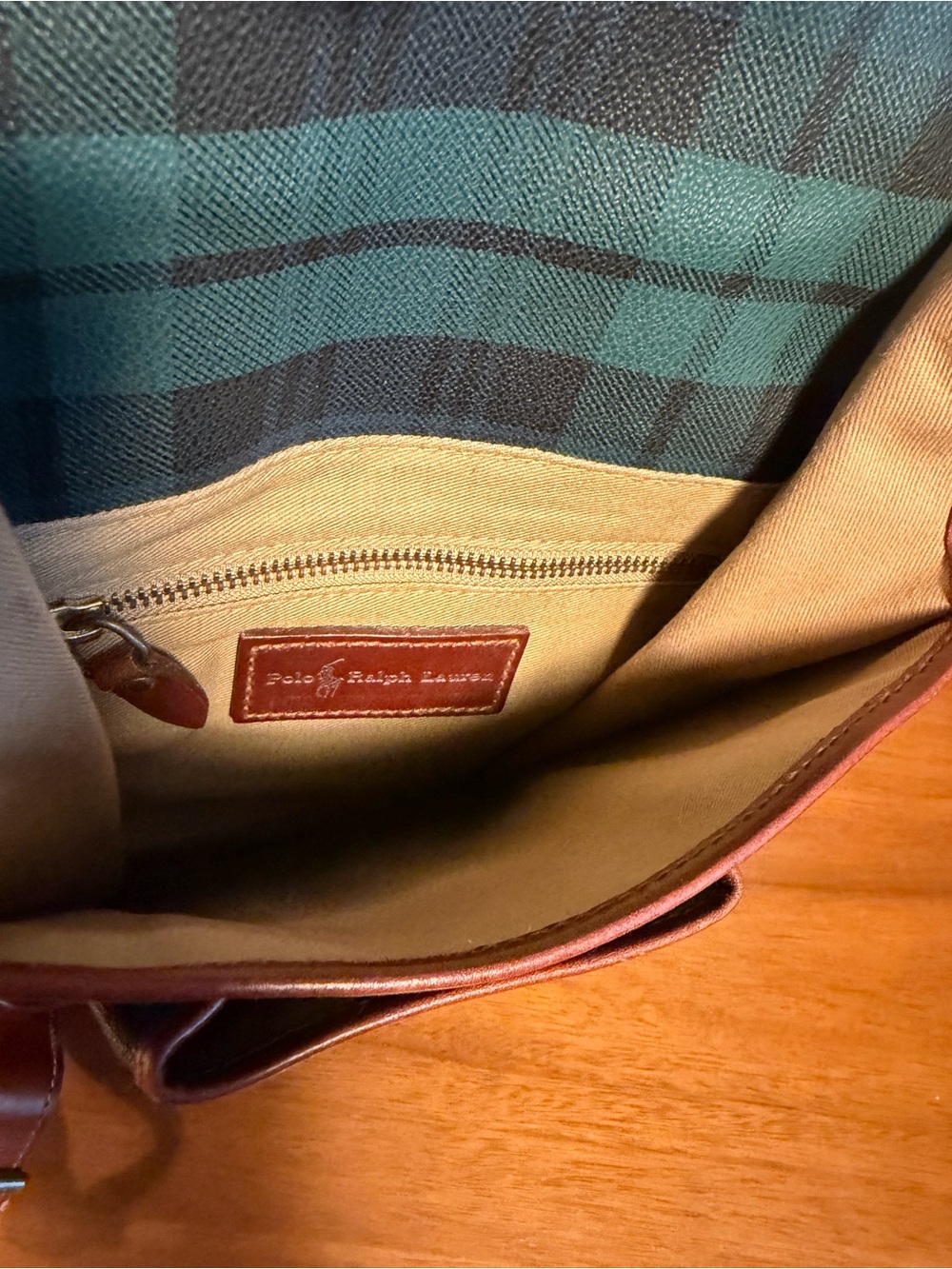 Vintage Polo Ralph Lauren Blackwatch Plaid Leather Backpack Fall Preppy Rare - Picture 10 of 10